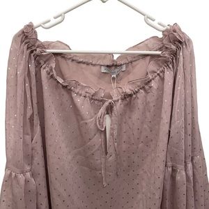 Endless Rose Metallic Star Pattern Long Sleeve Blouse NWT